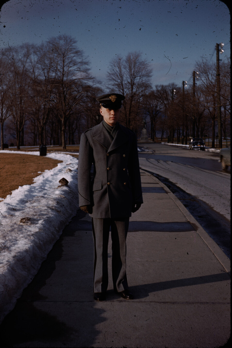 Damaged 1957 portrait slide before restoration